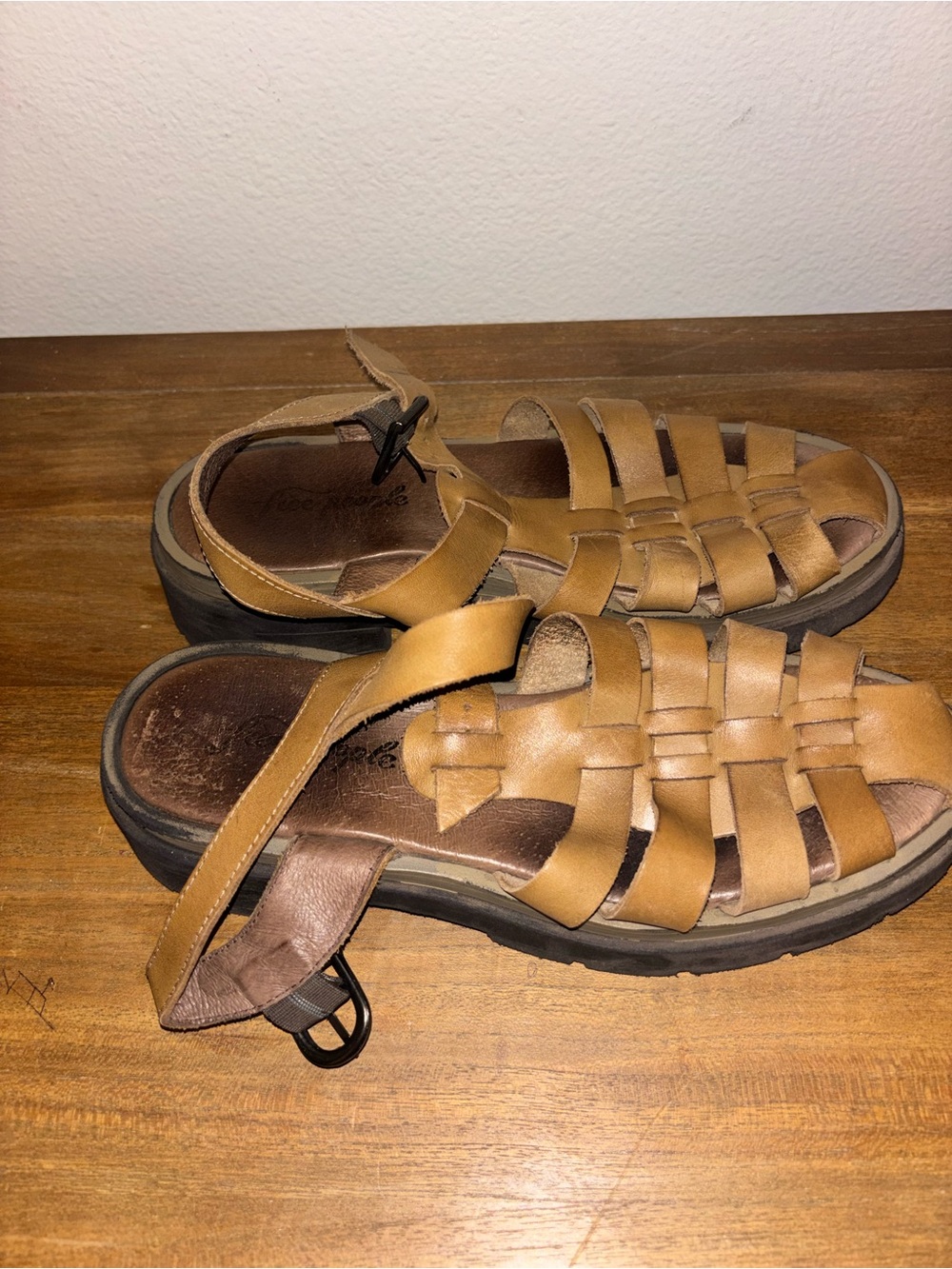 Free People Tan Woven Leather Fisherman Sandals - Picture 4 of 6